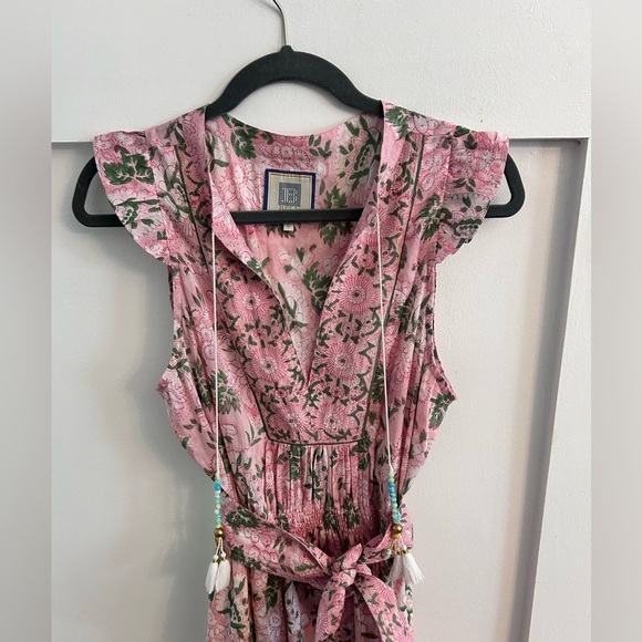 Bell by Alicia bell Lola midi floral pink dress shell tassel size large - Picture 3 of 7